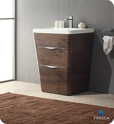 Fresca FCB8525RW-I Fresca Milano 26" Rosewood Modern Bathroom Cabinet w/ Integrated Sink