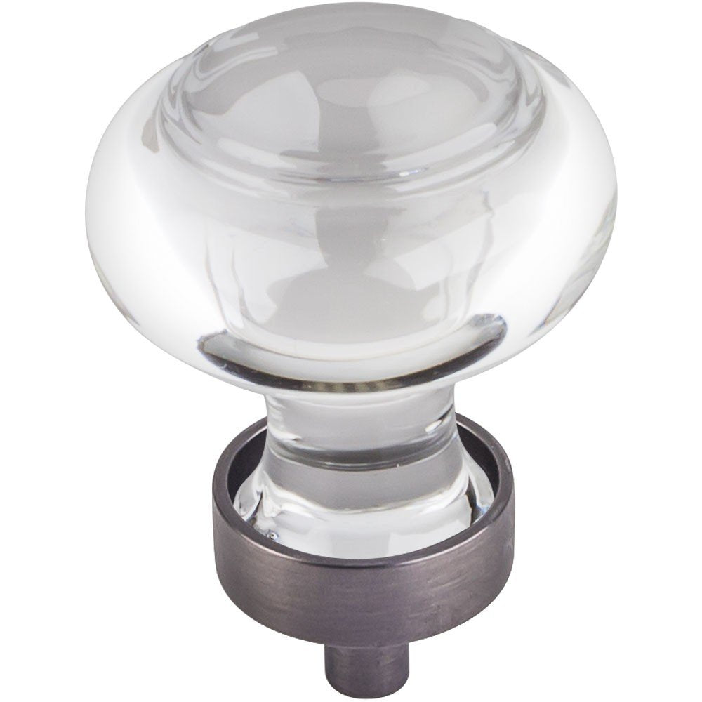 Jeffrey Alexander G120BNBDL 1-7/16" Diameter Brushed Pewter Button Glass Harlow Cabinet Knob