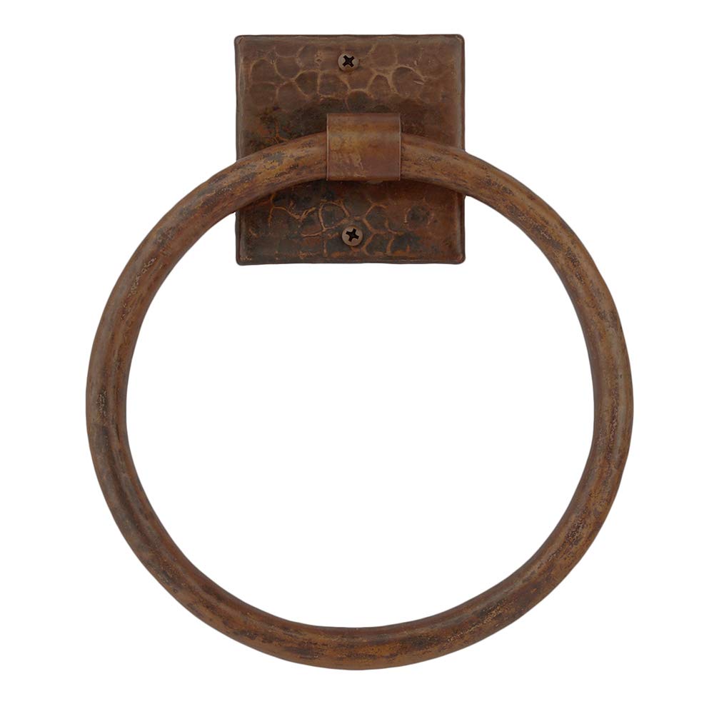 Premier Copper Products TR10DB 10-Inch Hand Hammered Copper Full Size Bath Towel Ring, Oil Rubbed Bronze