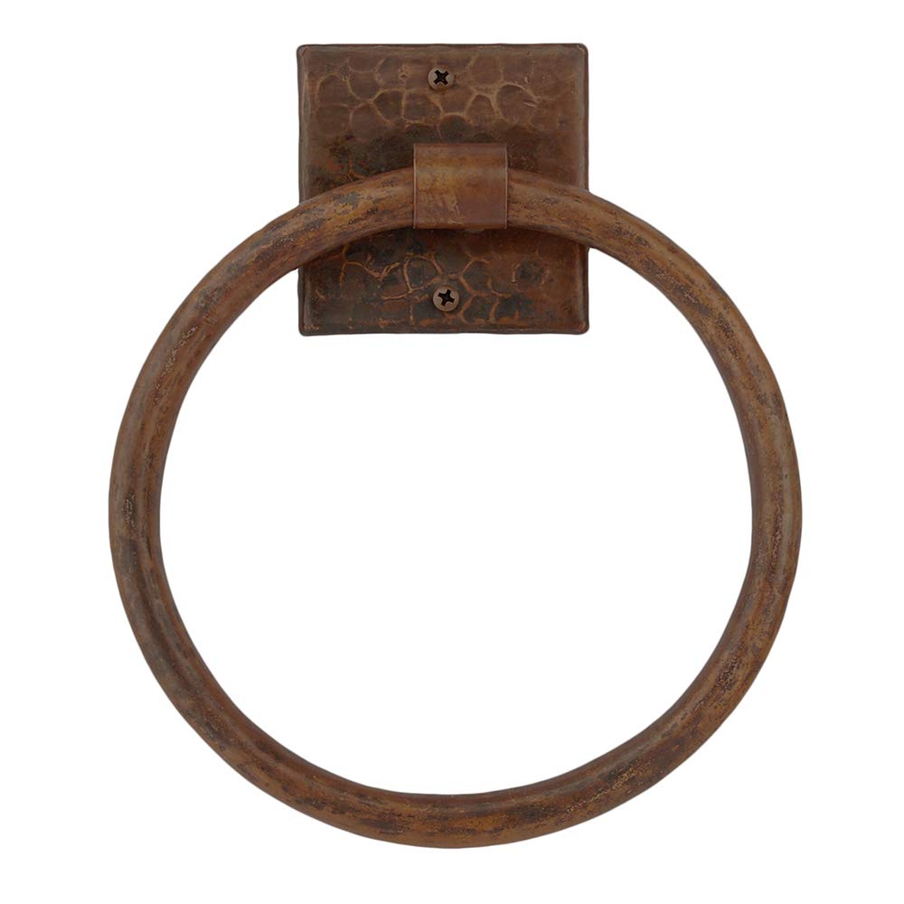 Premier Copper Products TR10DB 10-Inch Hand Hammered Copper Full Size Bath Towel Ring, Oil Rubbed Bronze