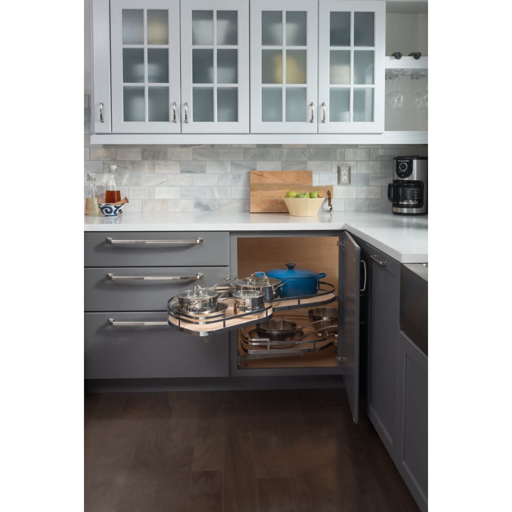 Hardware Resources BCSO215GWH-RH 15" Grey and White Blind Corner Swingout for Openings on the Right of the Blind