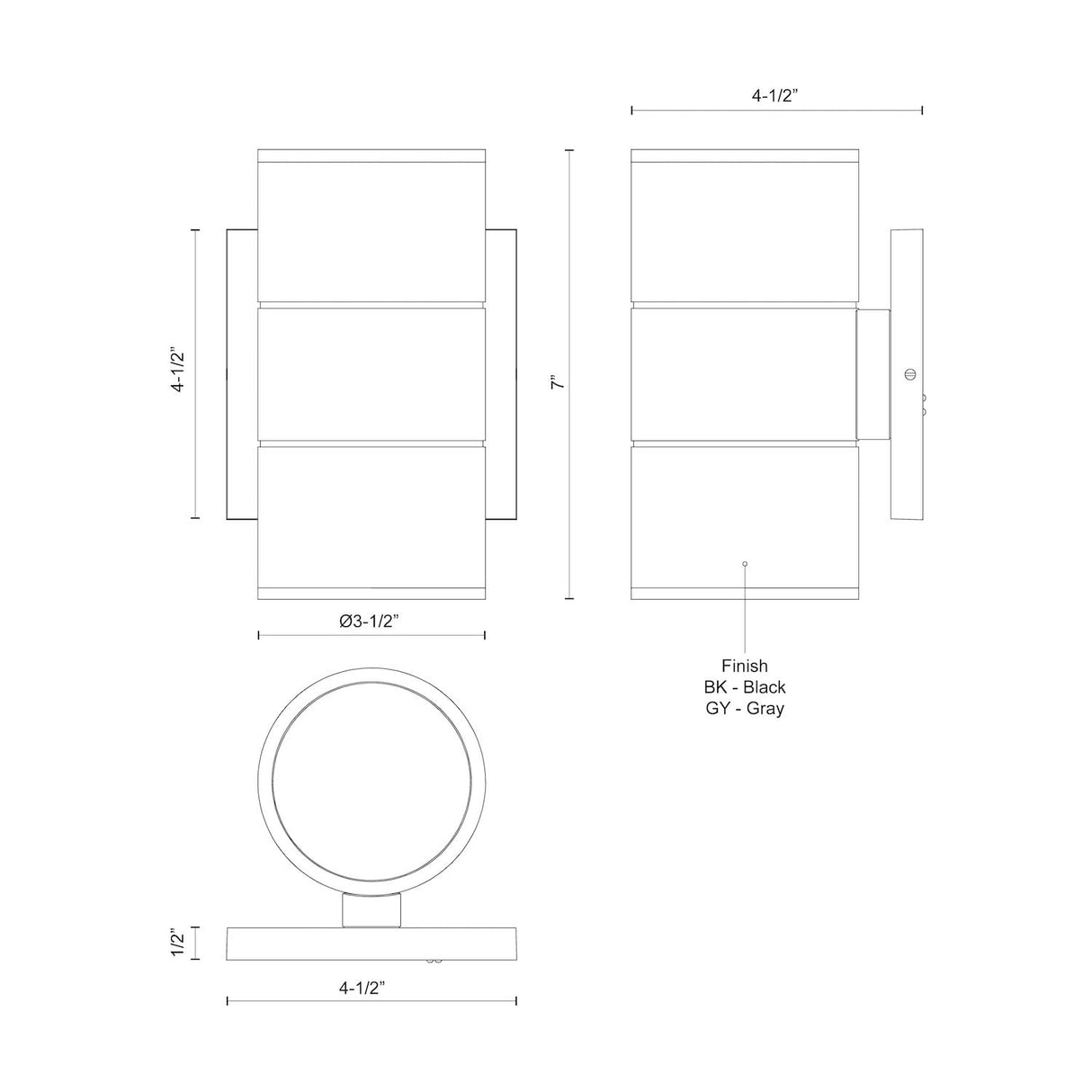 Kuzco EW3207-BK LED EXT 2LT-U/D WALL 1600LM