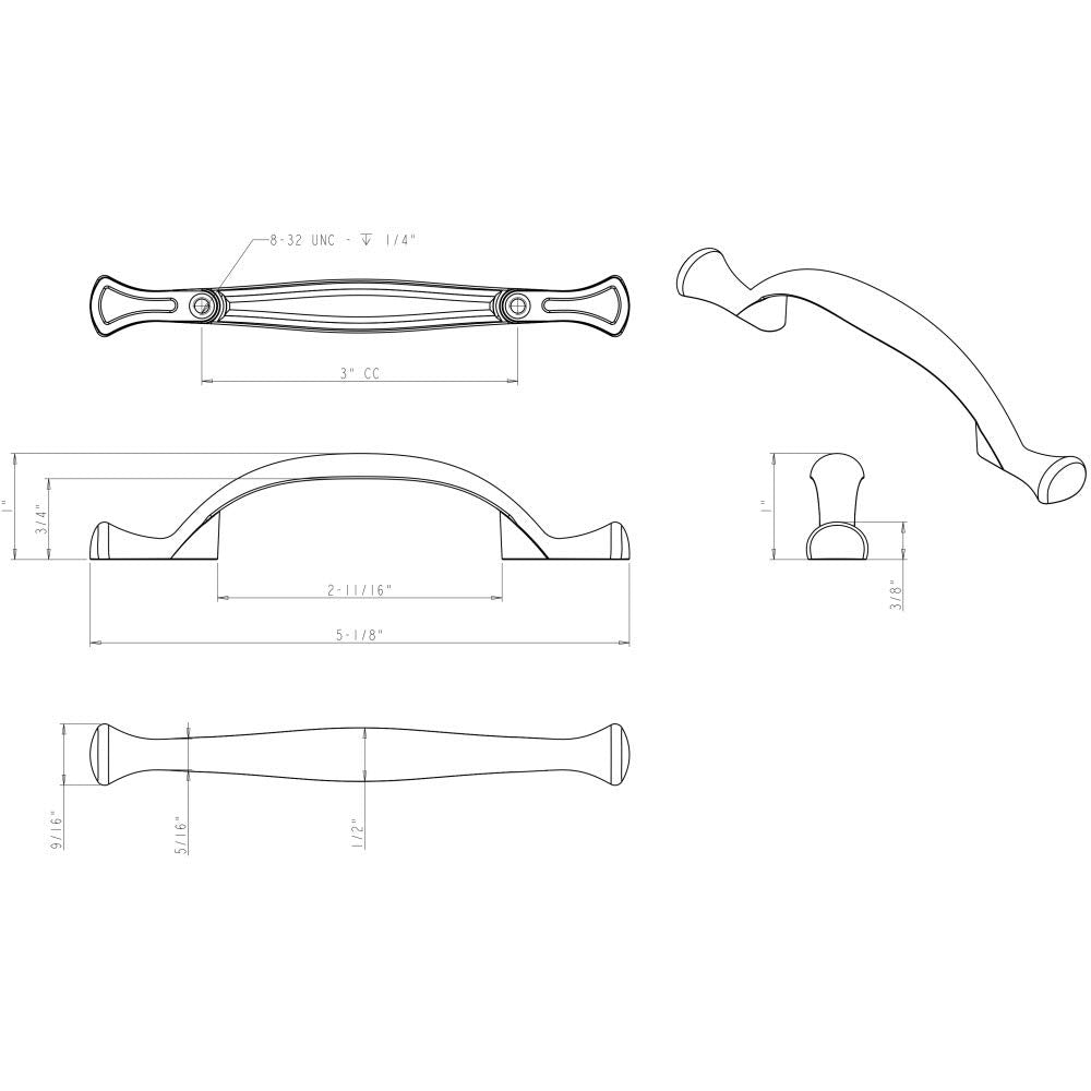 Elements 897-3MB 3" Center-to-Center Matte Black Merryville Cabinet Pull