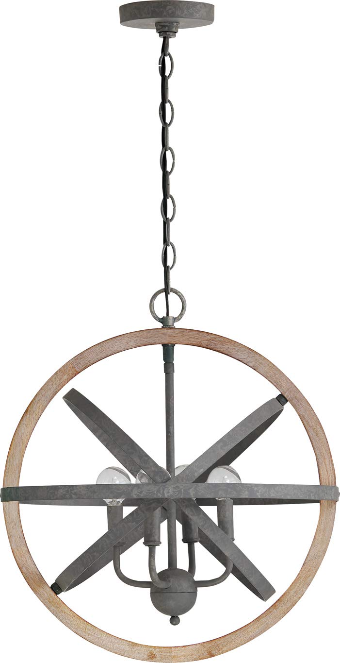 Capital Lighting 330544IW Bluffton 4 Light Pendant Iron and Wood