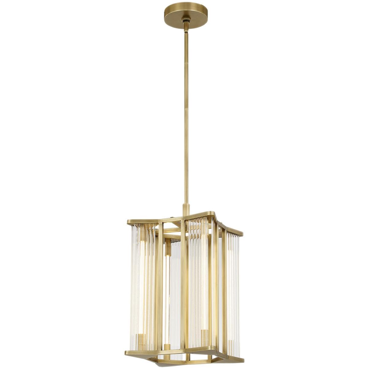 Alora PD339415VBCR SABRE 11" PD VINTAGE BRASS CLEAR RIBBED GLASS 30W LED 90 2700K DC LED