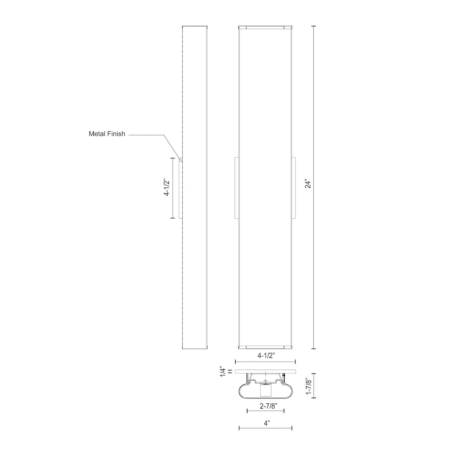 Kuzco VL60224-CH FERGUSON 24" VL Chrome 120V ELV LED 3000K 90CRI 31W