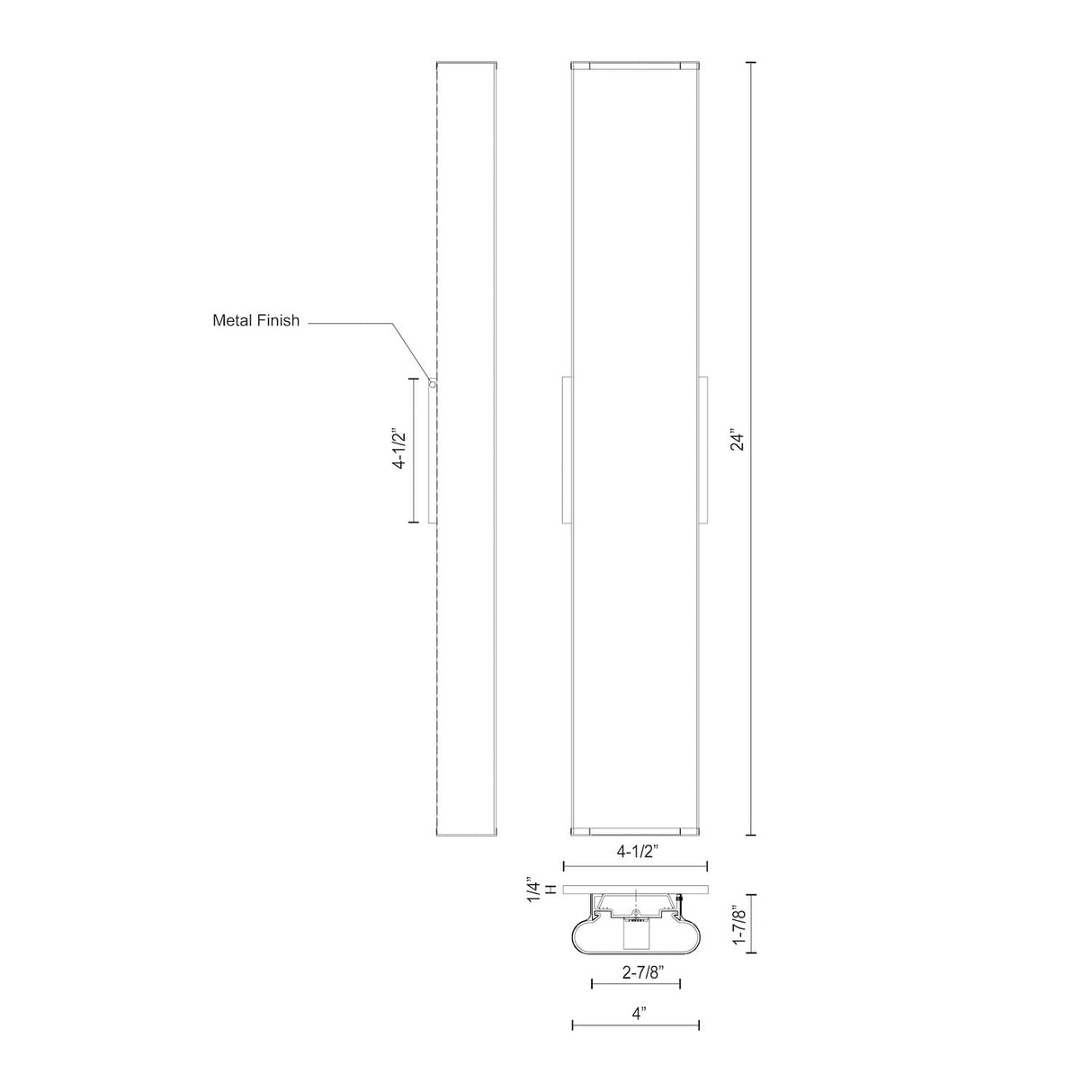 Kuzco VL60224-CH FERGUSON 24" VL Chrome 120V ELV LED 3000K 90CRI 31W