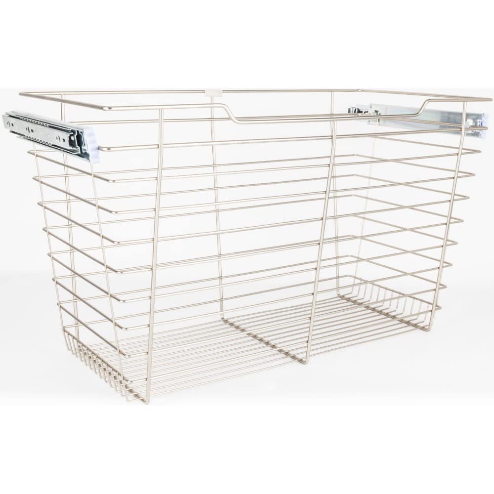 Hardware Resources POB1-162917SN Satin Nickel Closet Pullout Basket with Slides 16"D x 29"W x 17"H