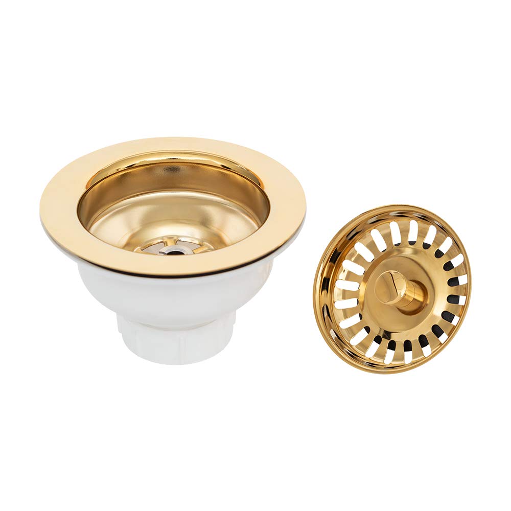 Premier Copper Products D-132PB 3.5-Inch Kitchen, Prep, Bar Basket Strainer Drain, Polished Brass