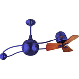 Matthews Fan B2K-BLUE-WD Brisa 360° counterweight rotational ceiling fan in Safira (Blue) finish with solid sustainable mahogany wood blades.