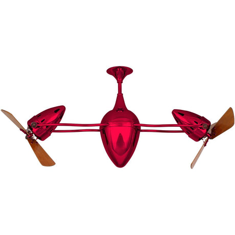 Matthews Fan AR-RED-WD Ar Ruthiane 360° dual headed rotational ceiling fan in  Rubi (Red) finish with solid sustainable mahogany wood blades.