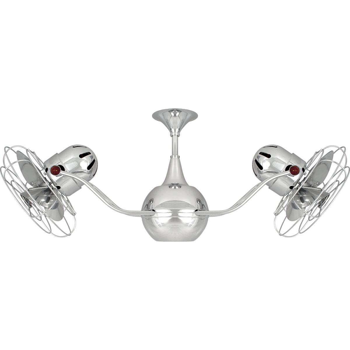 Matthews Fan VB-CR-MTL Vent-Bettina 360° dual headed rotational ceiling fan in polished chrome finish with metal blades.