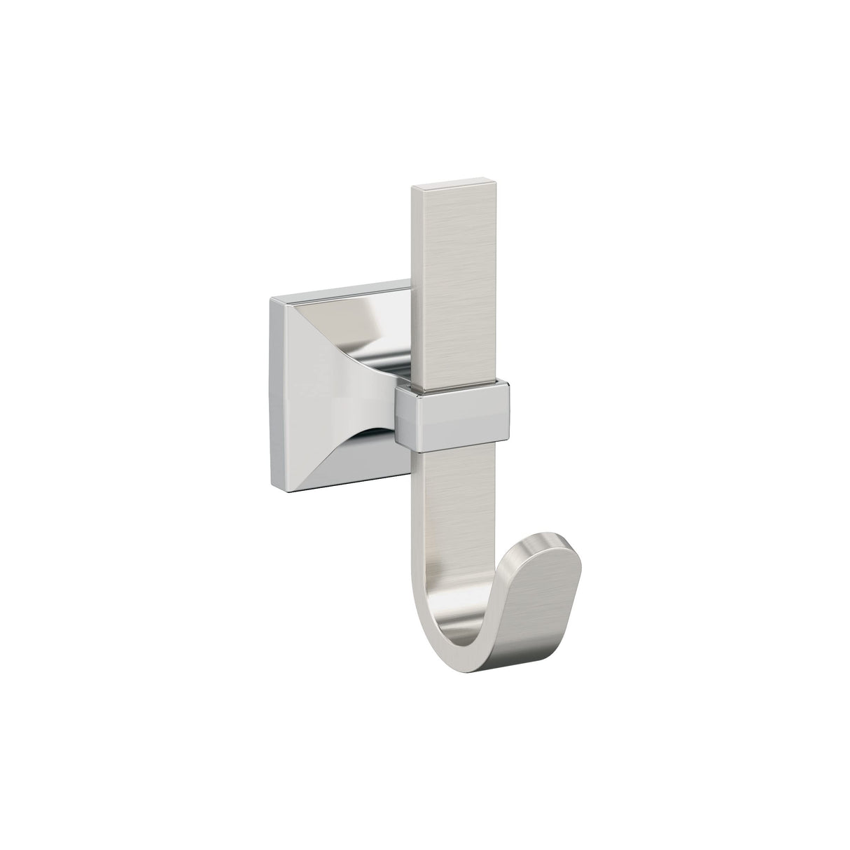 Amerock HBX36686G1026 Burbank Single Prong Decorative Wall Hook Satin Nickel/Polished Chrome Hook for Coats, Hats, Backpacks, Bags Hooks for Bathroom, Bedroom, Closet, Entryway, Laundry Room