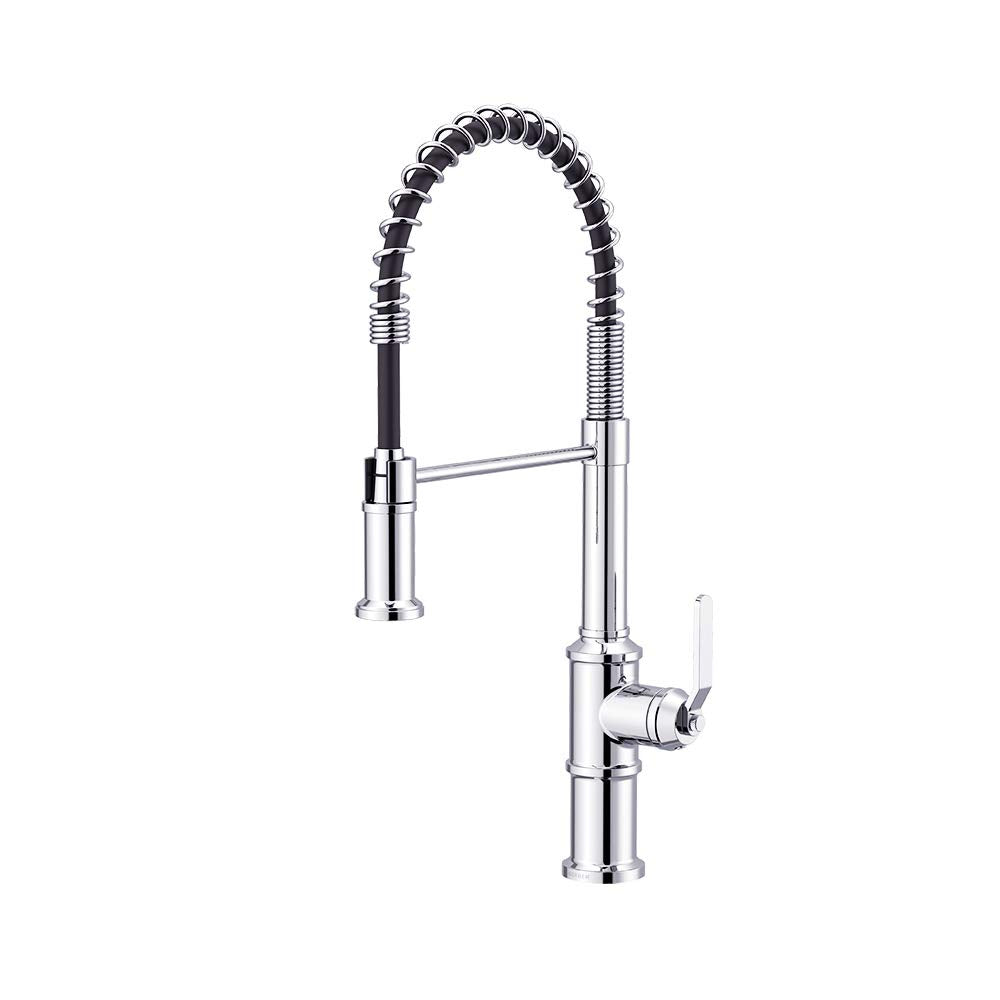 Gerber D455237 Chrome Kinzie Pre-rinse Single Handle Spring Spout Kitchen Faucet
