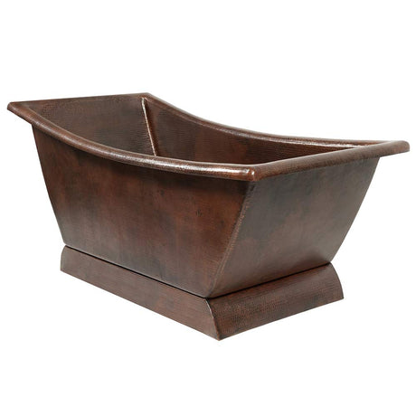 Premier Copper Products BTSC67DB 67-inch Hammered Copper Canoa Single Slipper Bathtub - Oil Rubbed Bronze…