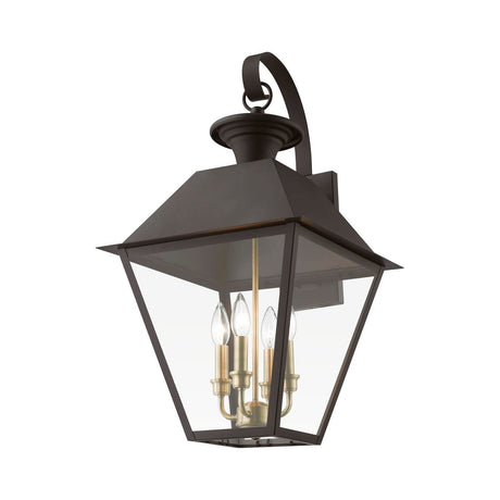 Livex Lighting 27222-07 Wentworth Outdoor Wall Light Bronze with Antique Brass Finish Cluster