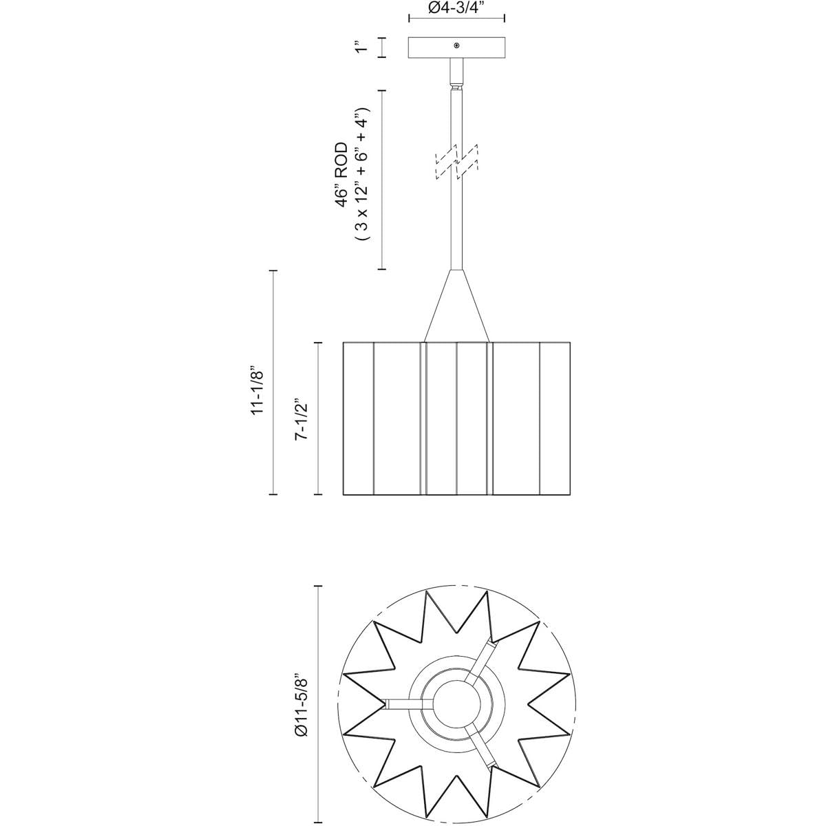 Alora PD528412MB PLISSE 12" PD Matte Black 1 x 60W E26