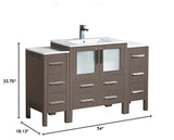 Fresca FCB62-123012GO-I Fresca Torino 54" Gray Oak Modern Bathroom Cabinets w/ Integrated Sink