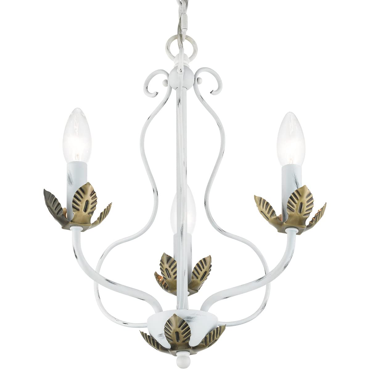 Livex Lighting 42903-60 Katarina 3 Light 13 inch Antique White with Antique Brass Accents Chandelier Ceiling Light
