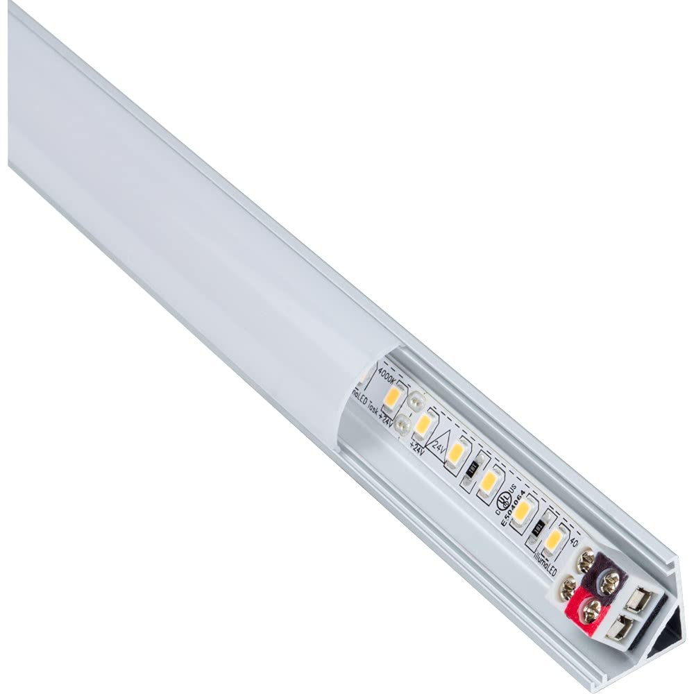 Task Lighting LV2P324V09-03W4 6-5/8" 99 Lumens 24-volt Standard Output Linear Fixture, Fits 9" Wall Cabinet, 3 Watts, Angled 003 Profile, Single-white, Cool White 4000K