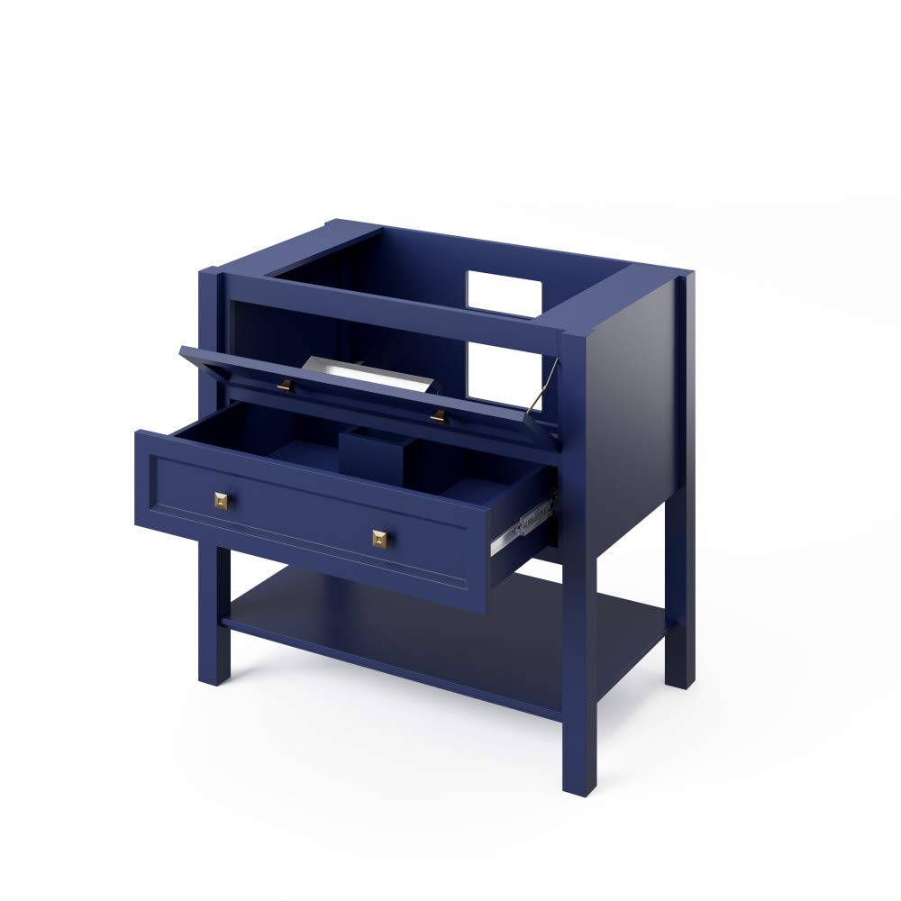 Jeffrey Alexander VKITADL36BKCQR 36" Black Adler Vanity, Calacatta Vienna Quartz Vanity Top, undermount rectangle bowl