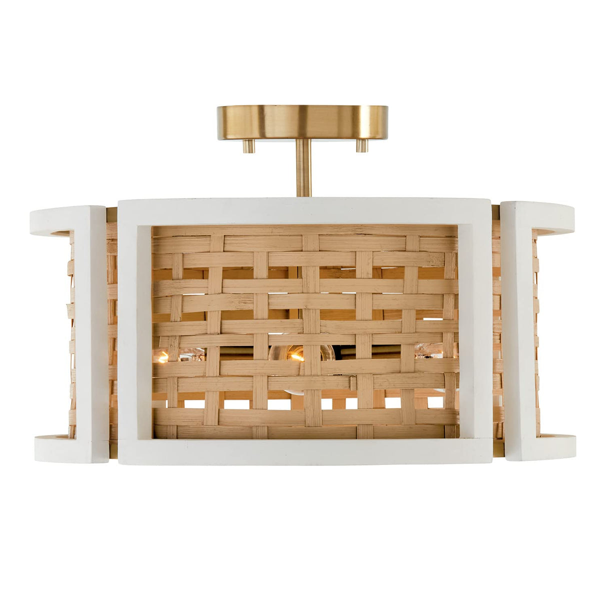 Capital Lighting 244341WM Lola 4 Light Semi-Flush Flat White and Matte Brass