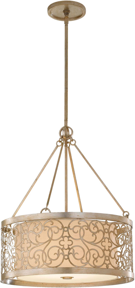 Feiss F2537-4SLP Arabesque 4 Bulb Silver Leaf Patina Chandelier