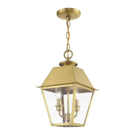 Wentworth 2 Light Outdoor Pendant in Natural Brass (27217-08)