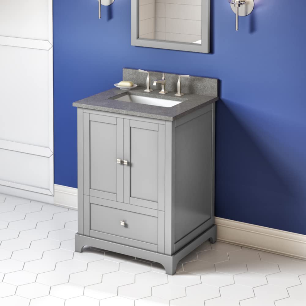 Jeffrey Alexander VKITADD24GRSGR 24" Grey Addington Vanity, Steel Grey Cultured Marble Vanity Top, undermount rectangle bowl