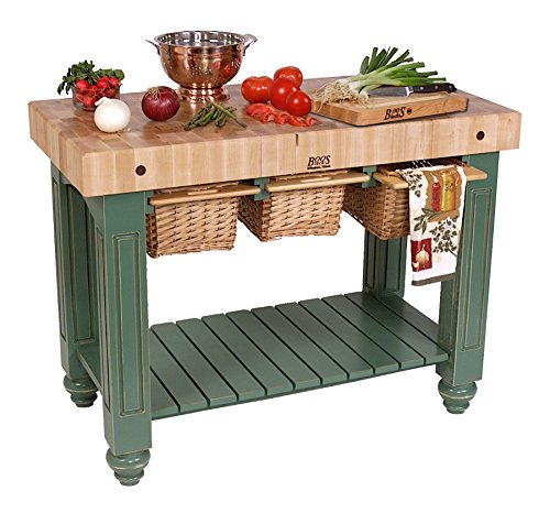 John Boos CU-GB4824-WT Gathering Block III - 4" Thick 48x24 Maple Butcher Block; Walnut Stained Base