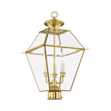 Livex Lighting 2384-02 Outdoor Post with Clear Beveled Glass Shades, Polished Brass