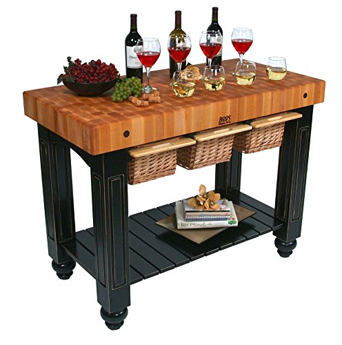 John Boos CU-GB4824-WT Gathering Block III - 4" Thick 48x24 Maple Butcher Block; Walnut Stained Base