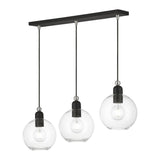 Downtown 3 Light Linear Chandelier in Black with Brushed Nickel (48974-04)