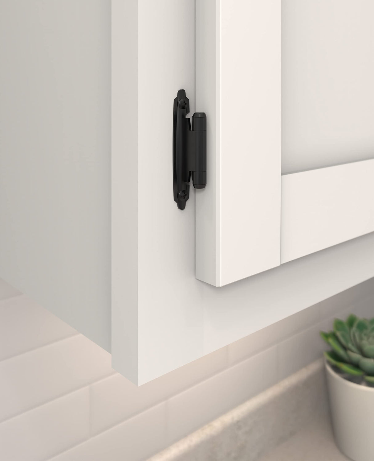 Amerock Cabinet Hinge 3/8 inch (10 mm) Inset Hinge with Variable Overlay Matte Black 2 Pack Self-Closing Hinge Face Mount Hinge Cabinet Door Hinge