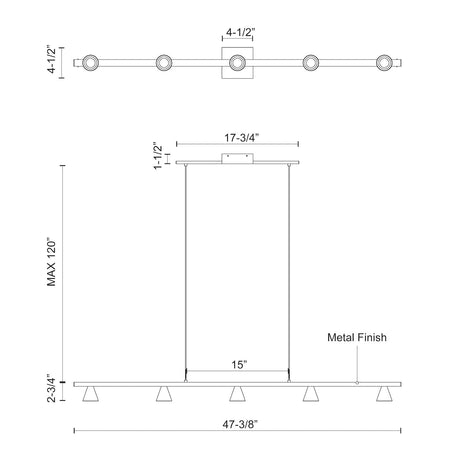 Kuzco LP19947-BN DUNE 47" LP Brushed Nickel 120V TRIAC/ELV LED 3000K 90CRI 26W