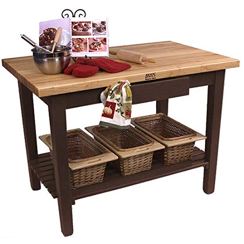 John Boos C3624C-D-S-WT Classic Country Worktable, 36" W x 24" D 35" H, with Casters, Drawer and 1 Shelf, Walnut Stain