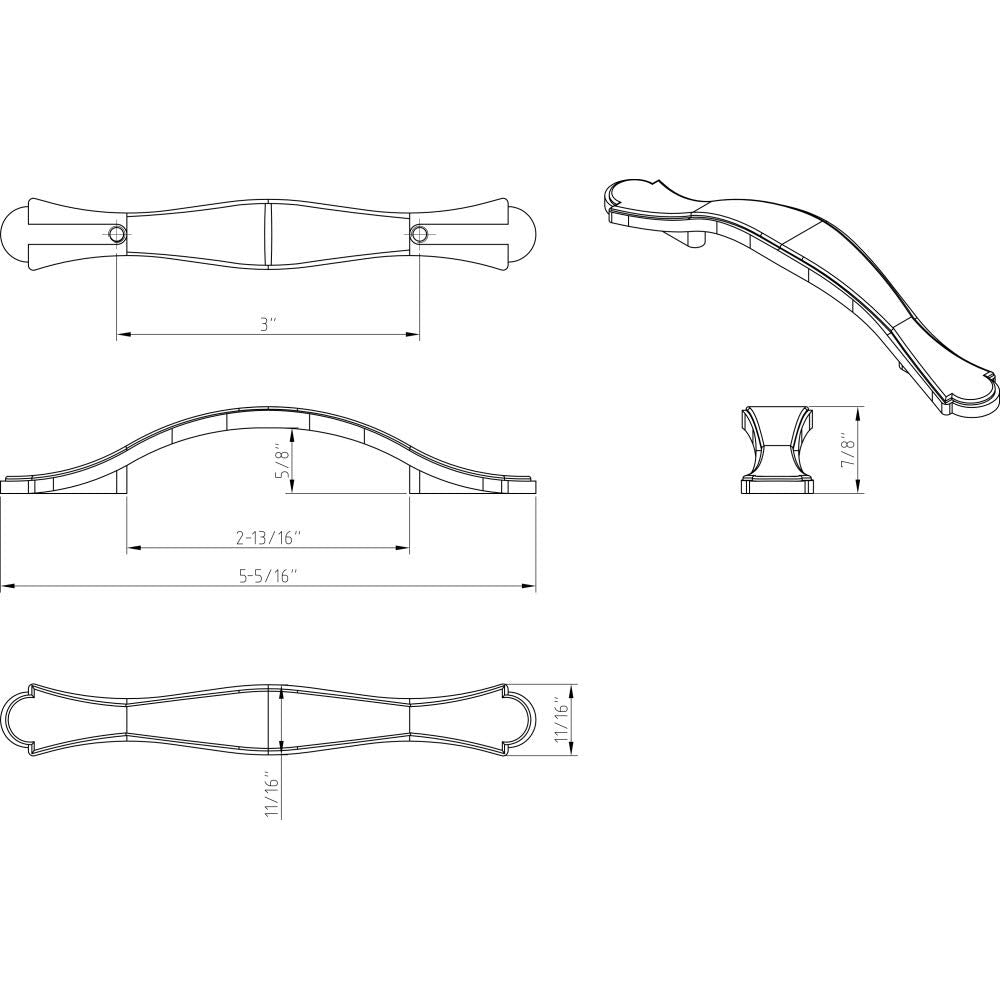 Elements 3108MB 3" Center-to-Center Matte Black Gatsby Cabinet Pull