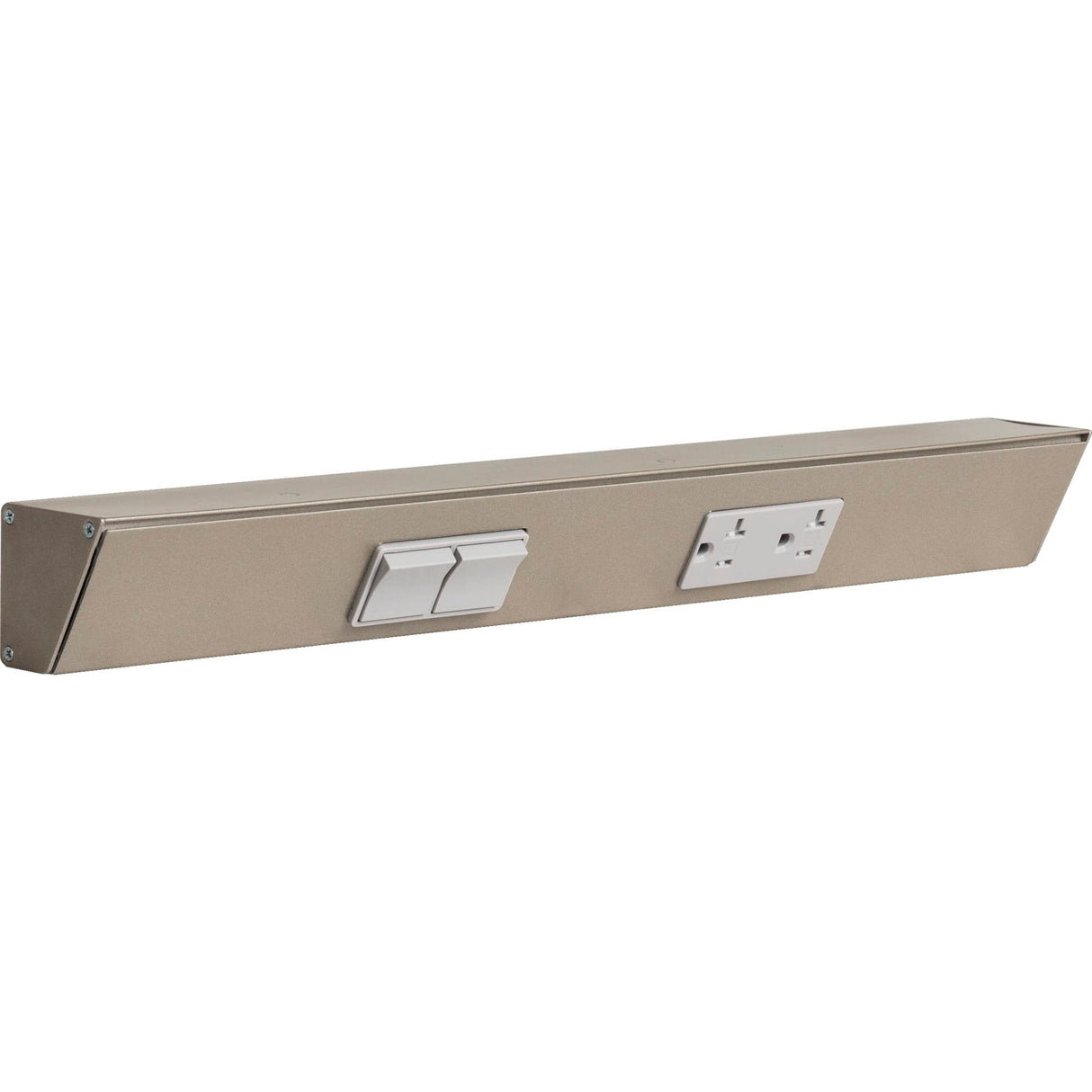 Task Lighting TRS18-2G-SN-LS 18" TR Switch Series Angle Power Strip, Left Switches, Satin Nickel Finish, Grey Switches and Receptacles