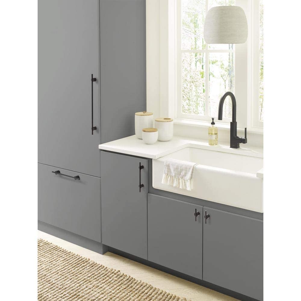 Amerock Cabinet Pull Matte Black 5-1/16 inch (128 mm) Center to Center Transcendent 1 Pack Drawer Pull Drawer Handle Cabinet Hardware