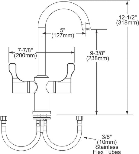 Elkay LKD208813C Deck Mount Faucet with Gooseneck Spout and Twin Lever Handles