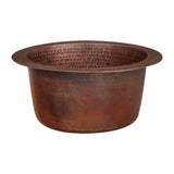 Premier Copper Products BR10DB2 10-Inch Round Hammered Copper Bar Sink w/ 2-Inch Drain Opening