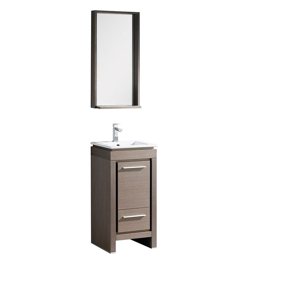Fresca FVN8118GO Fresca Allier 16" Gray Oak Modern Bathroom Vanity w/ Mirror