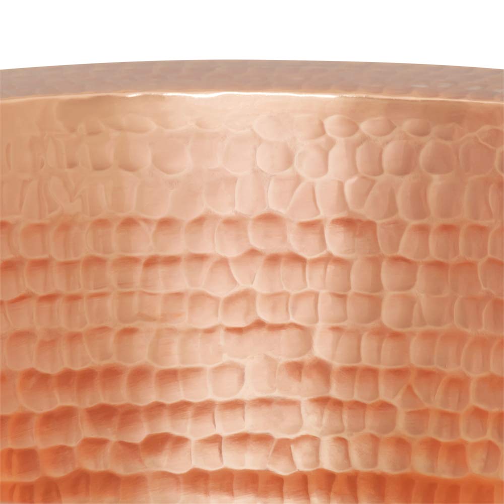 Premier Copper Products BR14PC2 14-Inch Round Hammered Copper Bar Sink with 2-Inch Drain Opening in Polished Copper