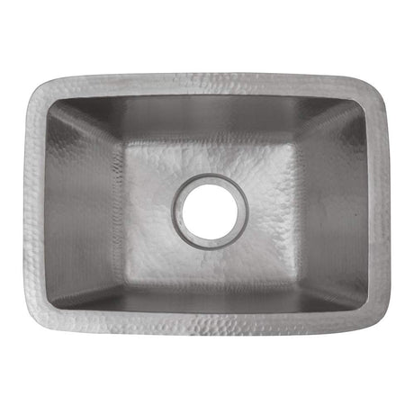 Premier Copper Products BRECEN3 17-Inch Rectangle Copper Prep Sink in Nickel w/ 3.5-Inch Drain Opening