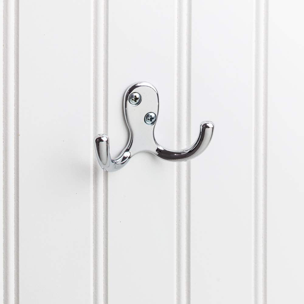 Elements YD15-187PC 1-7/8" Polished Chrome Heavy Duty Double Prong Wall Mounted Hook