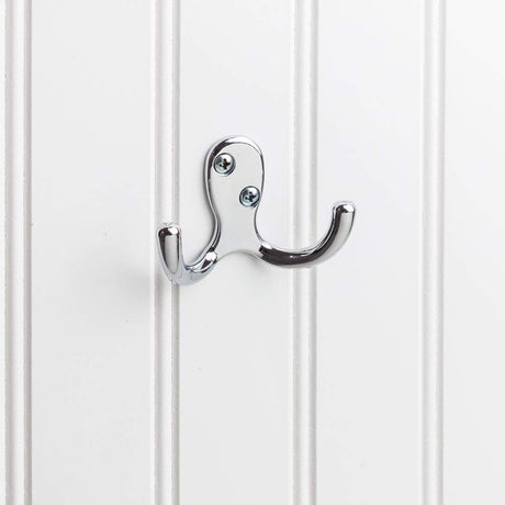 Elements YD15-187PC 1-7/8" Polished Chrome Heavy Duty Double Prong Wall Mounted Hook