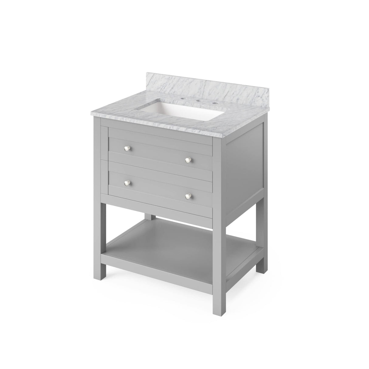 Jeffrey Alexander VKITAST30GRSGR 30" Grey Astoria Vanity, Steel Grey Cultured Marble Vanity Top, undermount rectangle bowl
