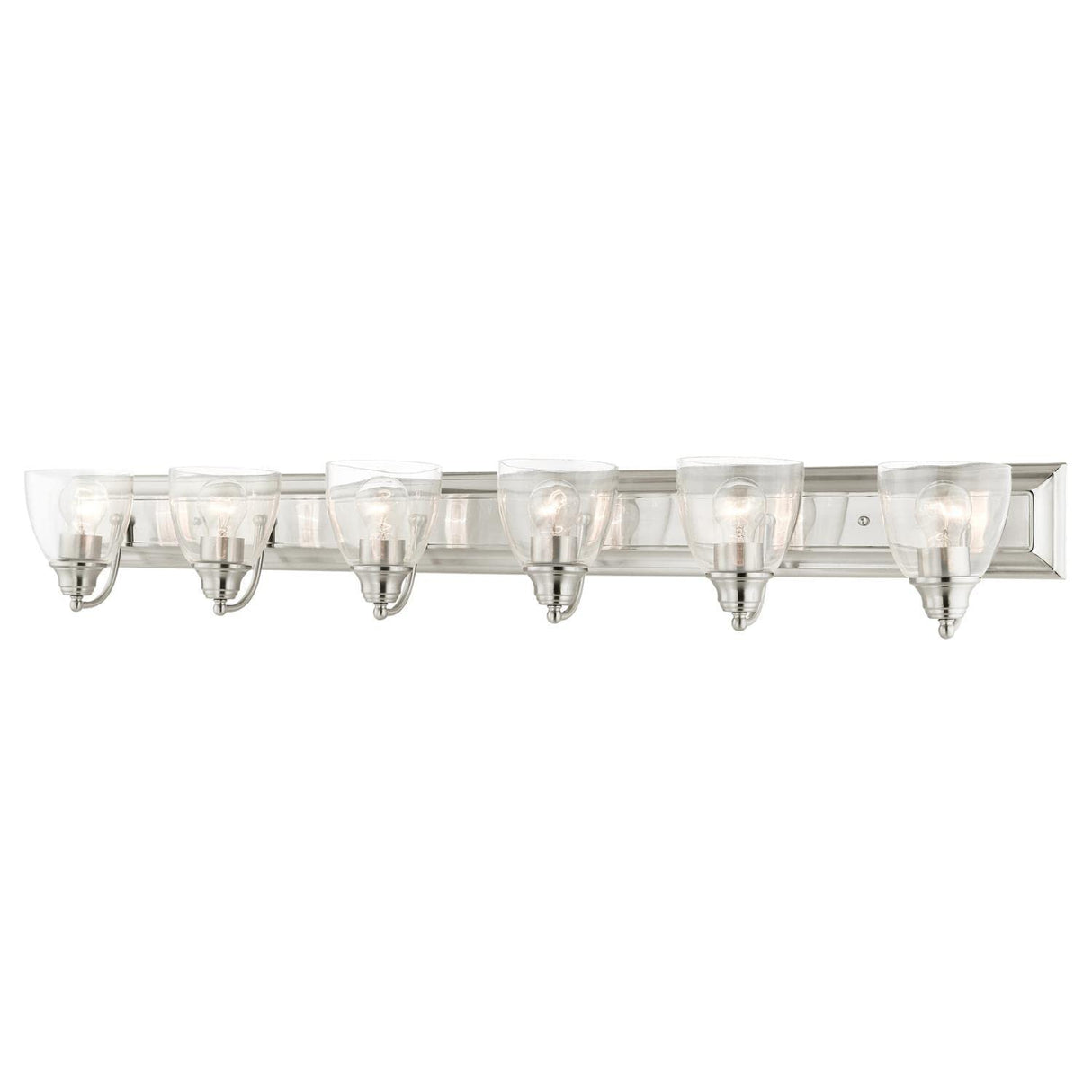 Livex Lighting 17076-91 Birmingham Collection 6-Light Bathroom Vanity Light with Clear Glass, Brushed Nickel