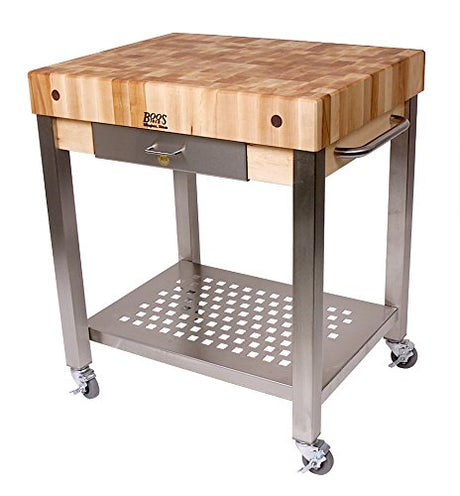 John Boos CUCT14 Cucina Americana Technica Kitchen Cart with Wood Top Counter Depth: 4"