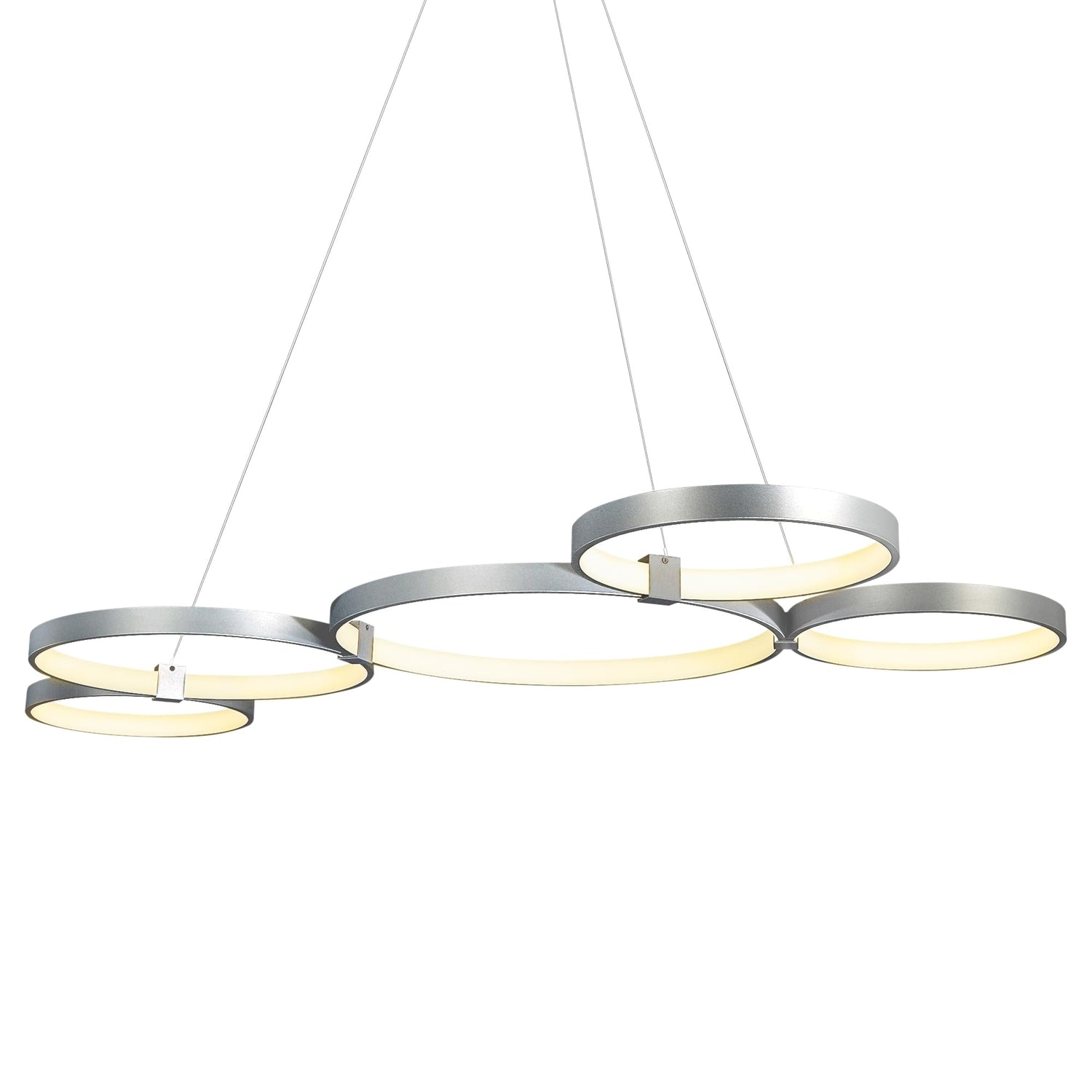 Vonn VMC32410AL 55" LED Chandelier, Multi-Ring Adjustable Hanging Light, Modern Chandelier Lighting, Capella Collection Silver